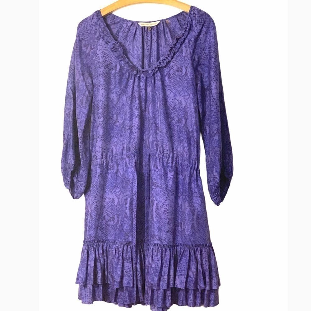 Rebecca Taylor Silk Python Print Ruffle Dress